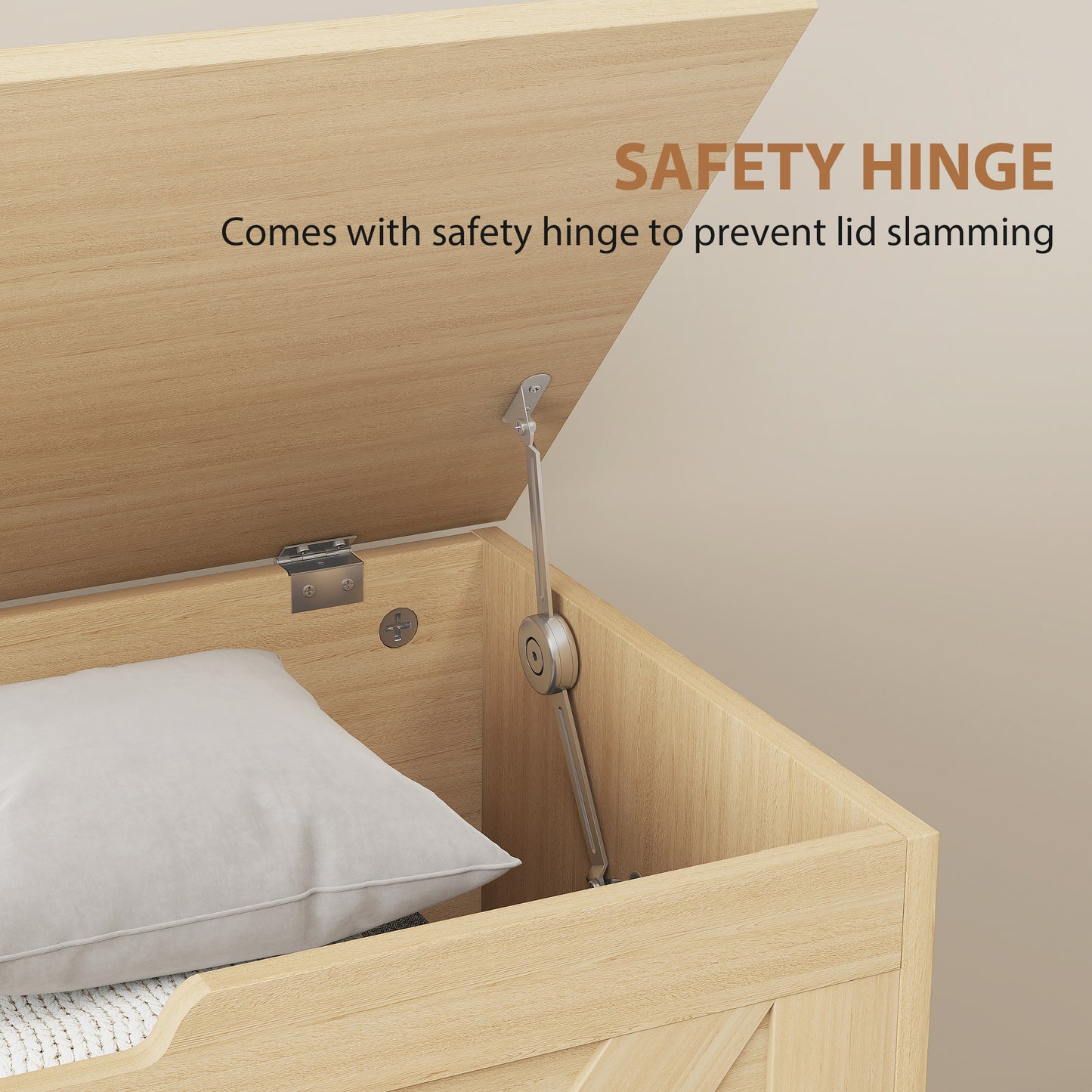 Yolu Vina Natural Wood Effect Storage Chest With Safety Hinges 100 Litre