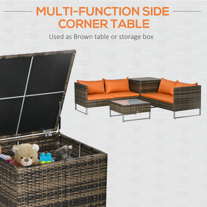 Vemato Rattan Orange And Brown 4 Seater Garden Furniture Set With Storage Table