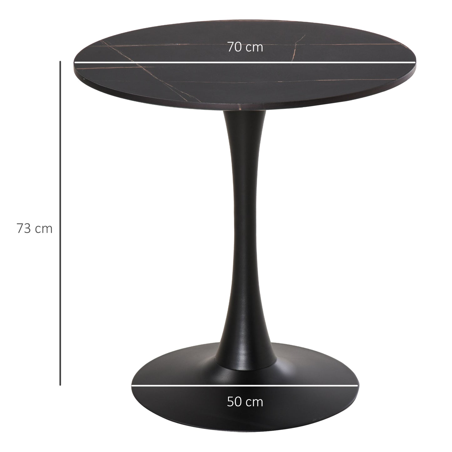 Dira Lina Metal And Wooden Black Round Bistro Dining Table