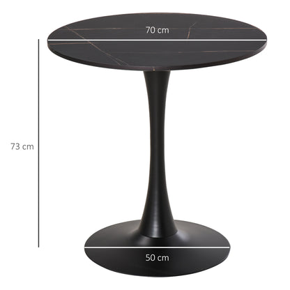 Dira Lina Metal And Wooden Black Round Bistro Dining Table