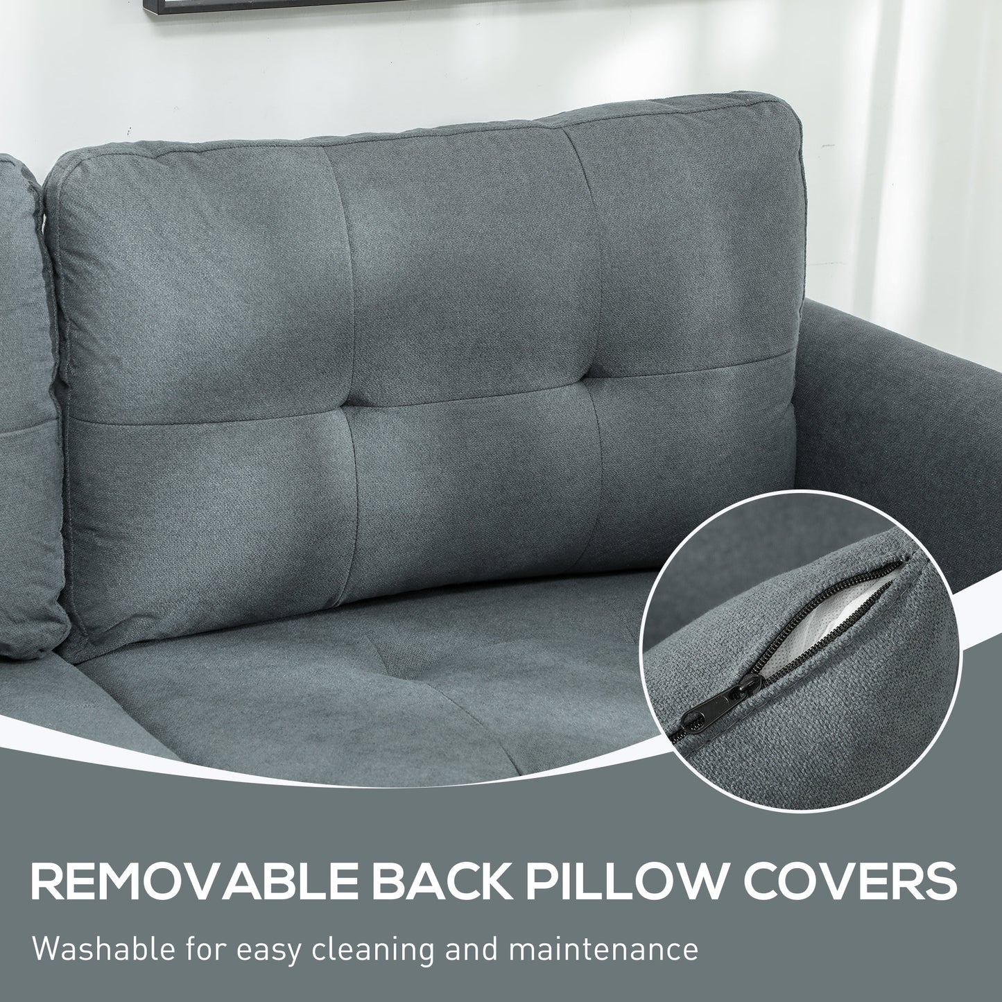 Vinole Rado Fabric Dark Grey Modular L ShaFauxd Sofa With Built In Storage