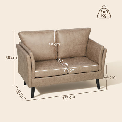 Vaha Light Brown Faux Leather 2 Seater Sofa