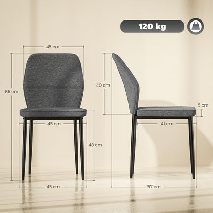 Lavimoso Velvet Grey Armless Dining Chairs Set Of 2 With Curved Back And Metal Legs