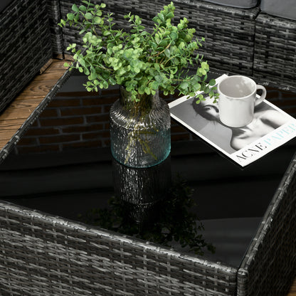 Rero Rattan Grey 5 Seater Corner Sofa Set With Glass Table