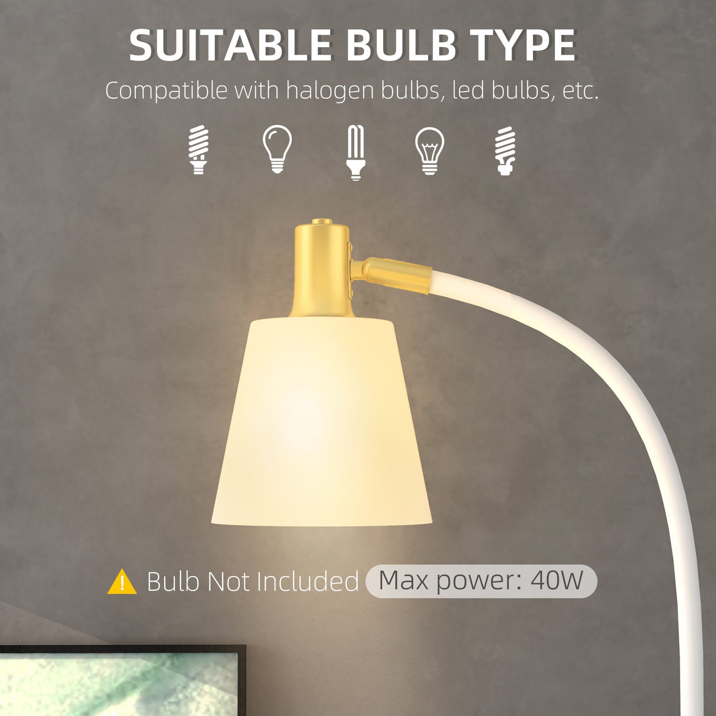 Nadino Metal White and Gold Adjustable Reading Floor Lamp With Spotlight Head