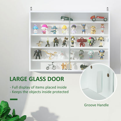 Ronimo Wood And Glass White Wall Mounted Display Cabinet With Adjustable Shelves