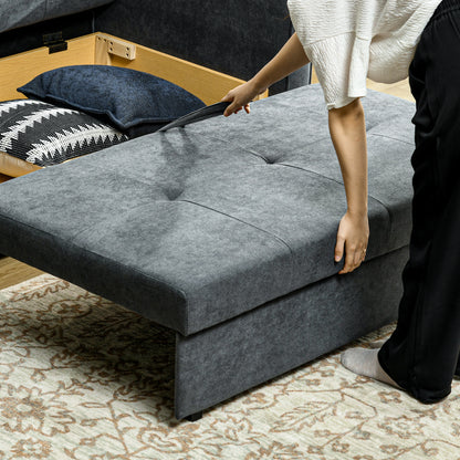 Takala Nele Snow Flannel Dark Grey 2 Seater Sofa Bed With Hidden Storage And Cushions