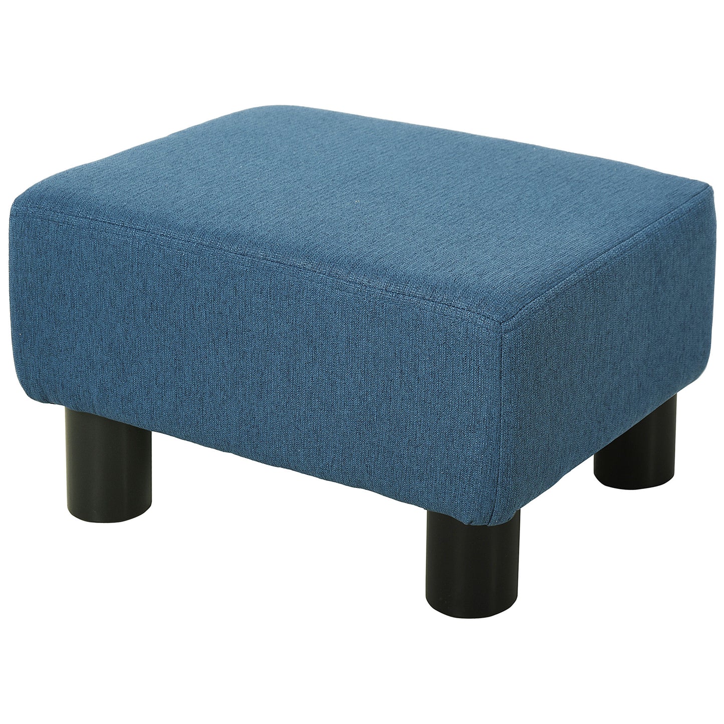 Fatopa Linen Blue Cube Footstool With 4 Plastic Feet