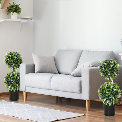 Kelola Set Of 2 Artificial Lavender Flower Ball Trees In Pots H8 70cm White