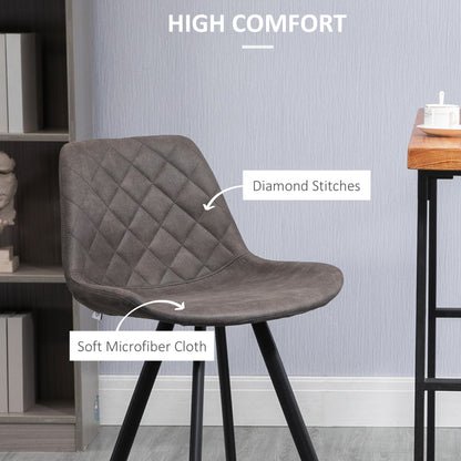 Vimivevi Microfiber Dark Grey Quilted Tub Bar Chairs Set Of 2 With Padded Seat And Footrest