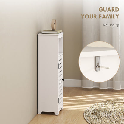 Nanova Compact Bathroom Floor Storage Cabinet With Louvered Door And Adjustable Shelves White 22 x 20 x 75 cm