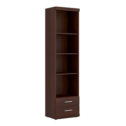 Sonderborg Dark Mahogany Tall Narrow Cabinet Open Shelving 2 Drawer