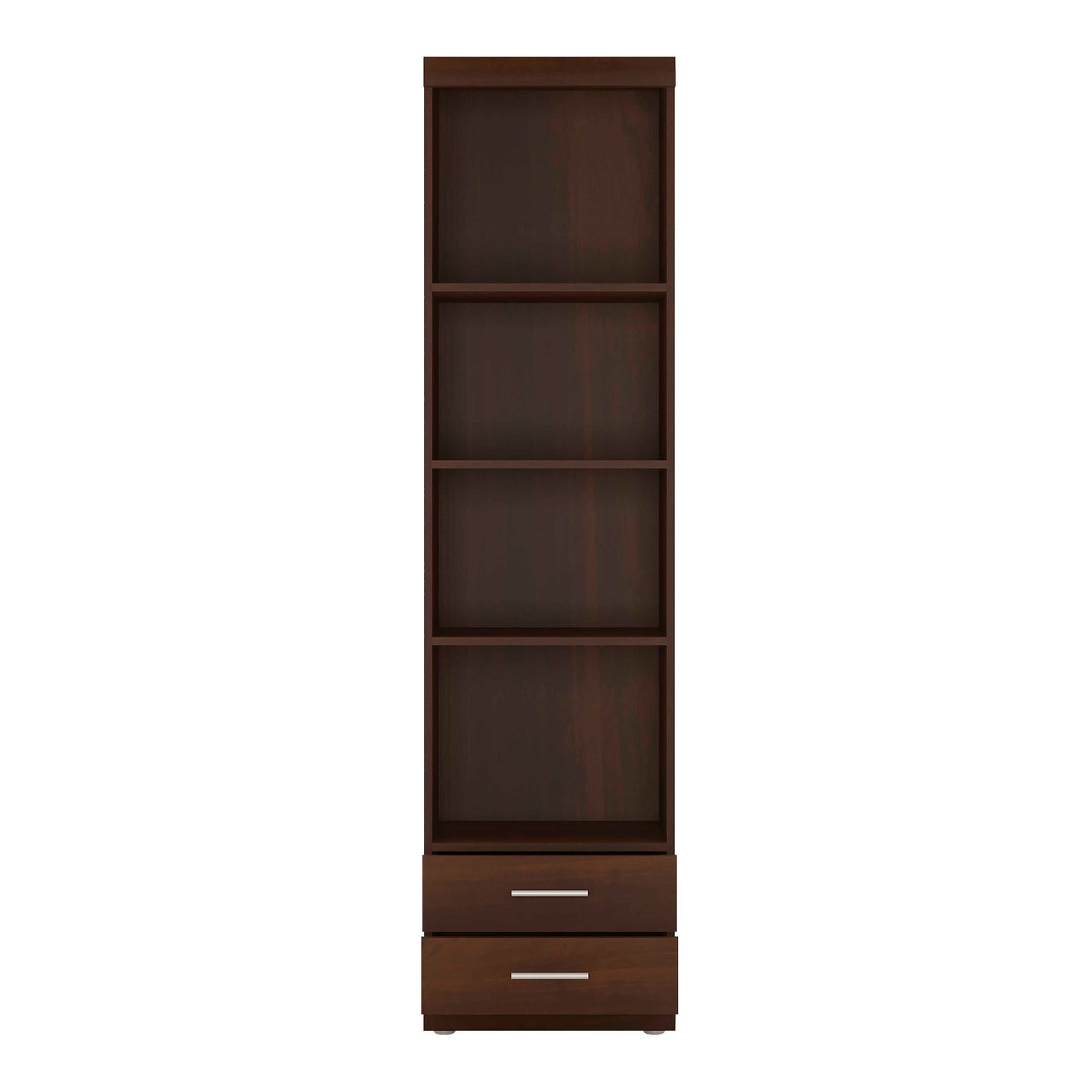 Sonderborg Dark Mahogany Tall Narrow Cabinet Open Shelving 2 Drawer