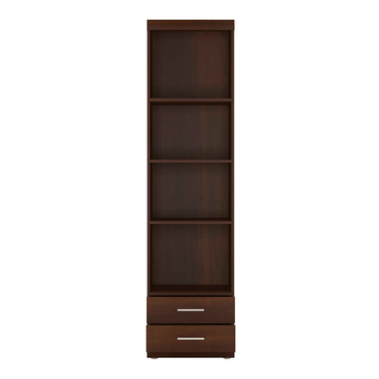 Sonderborg Dark Mahogany Tall Narrow Cabinet Open Shelving 2 Drawer