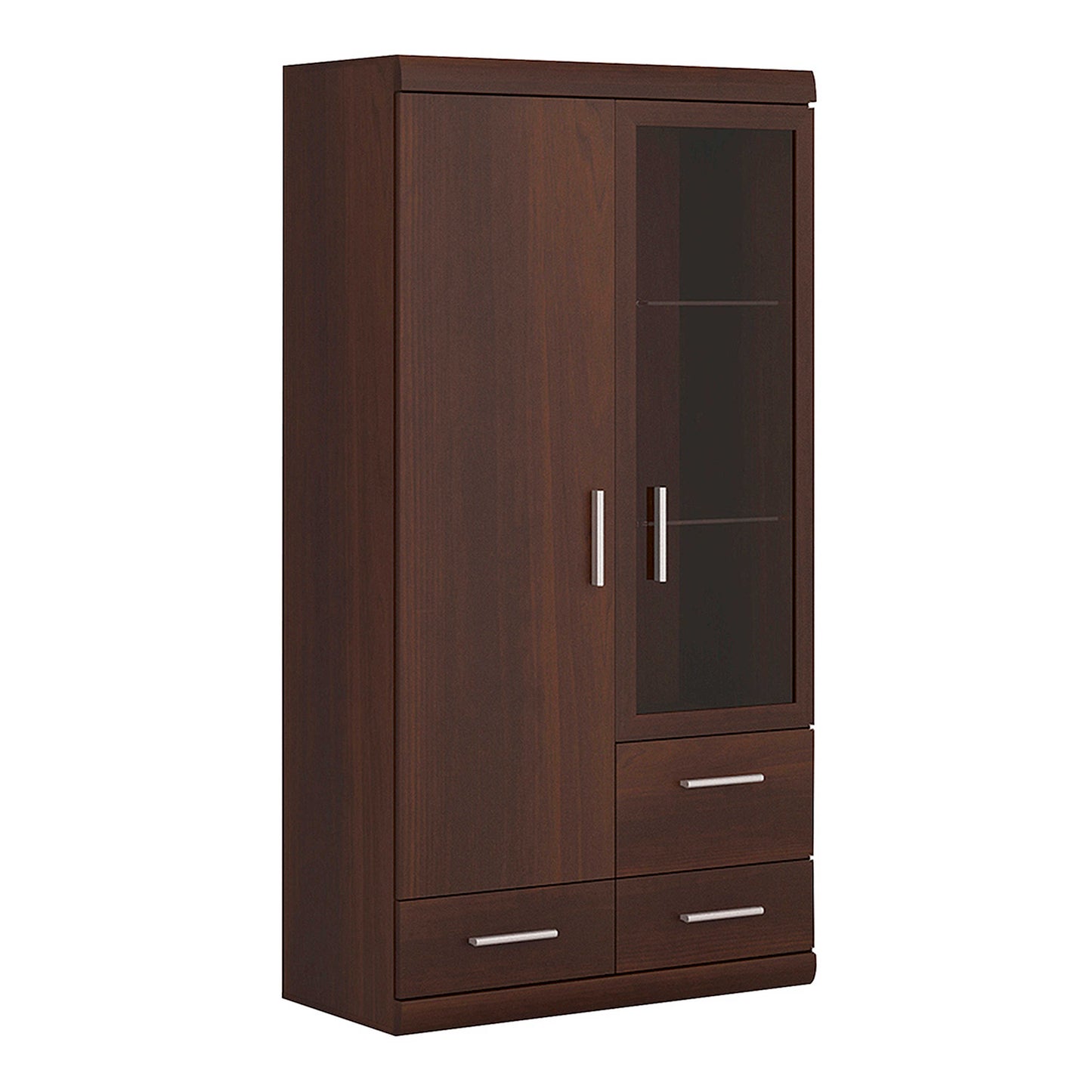 Sonderborg Dark Mahogany Display Cabinet 2 Doors 3 Drawers