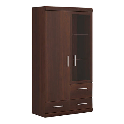 Sonderborg Dark Mahogany Display Cabinet 2 Doors 3 Drawers
