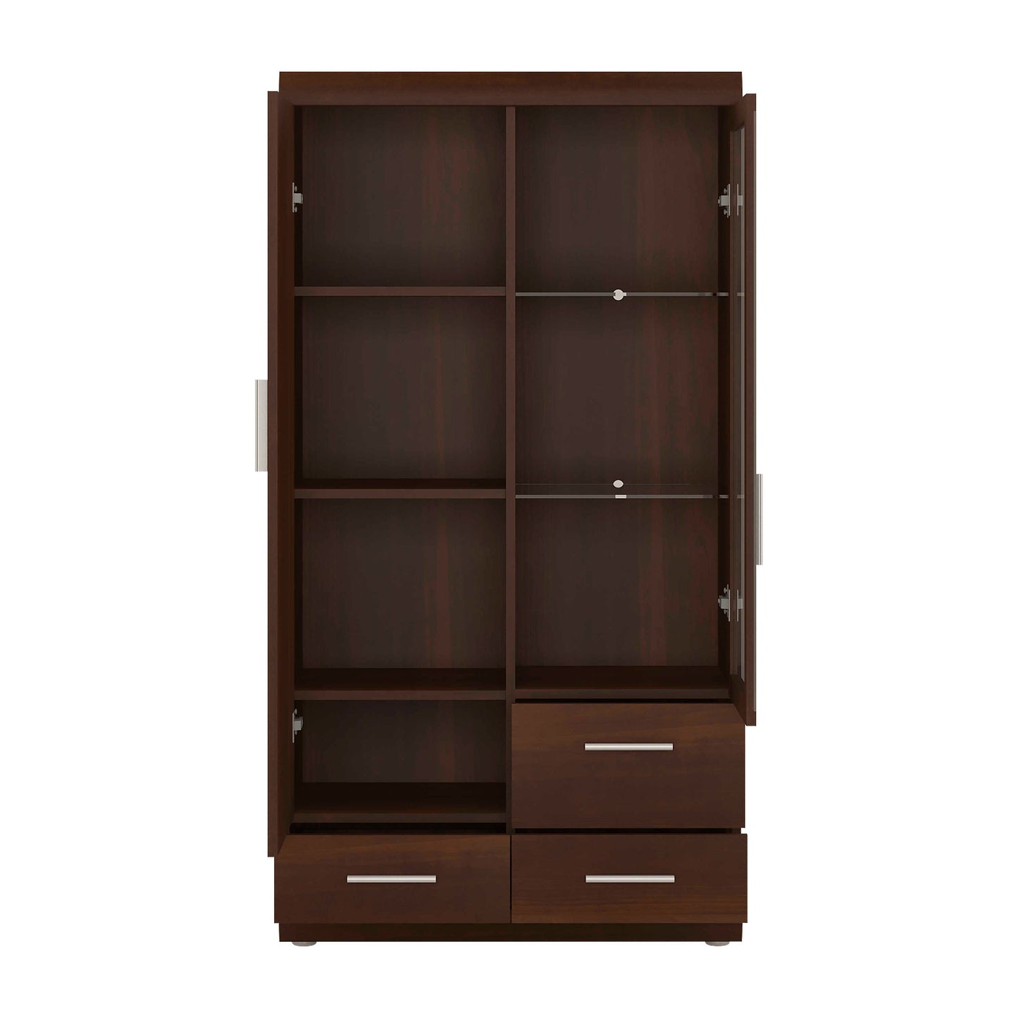 Sonderborg Dark Mahogany Display Cabinet 2 Doors 3 Drawers