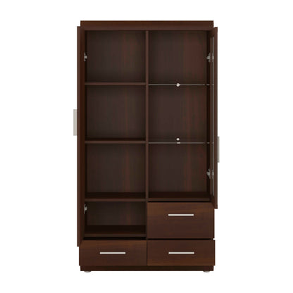 Sonderborg Dark Mahogany Display Cabinet 2 Doors 3 Drawers