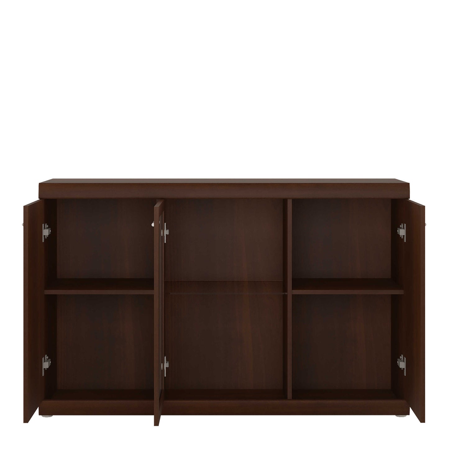 Sonderborg Wide Dark Mahogany Wood Veneer Sideboard 3 Drawers