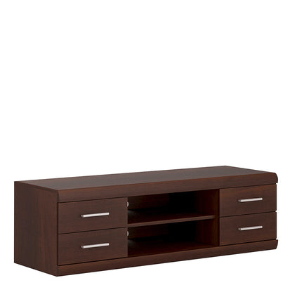 Sonderborg Wide Dark Mahogany Wood Veneer TV Cabinet 4 Drawers