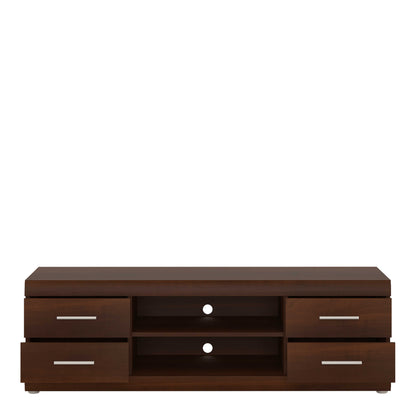 Sonderborg Wide Dark Mahogany Wood Veneer TV Cabinet 4 Drawers
