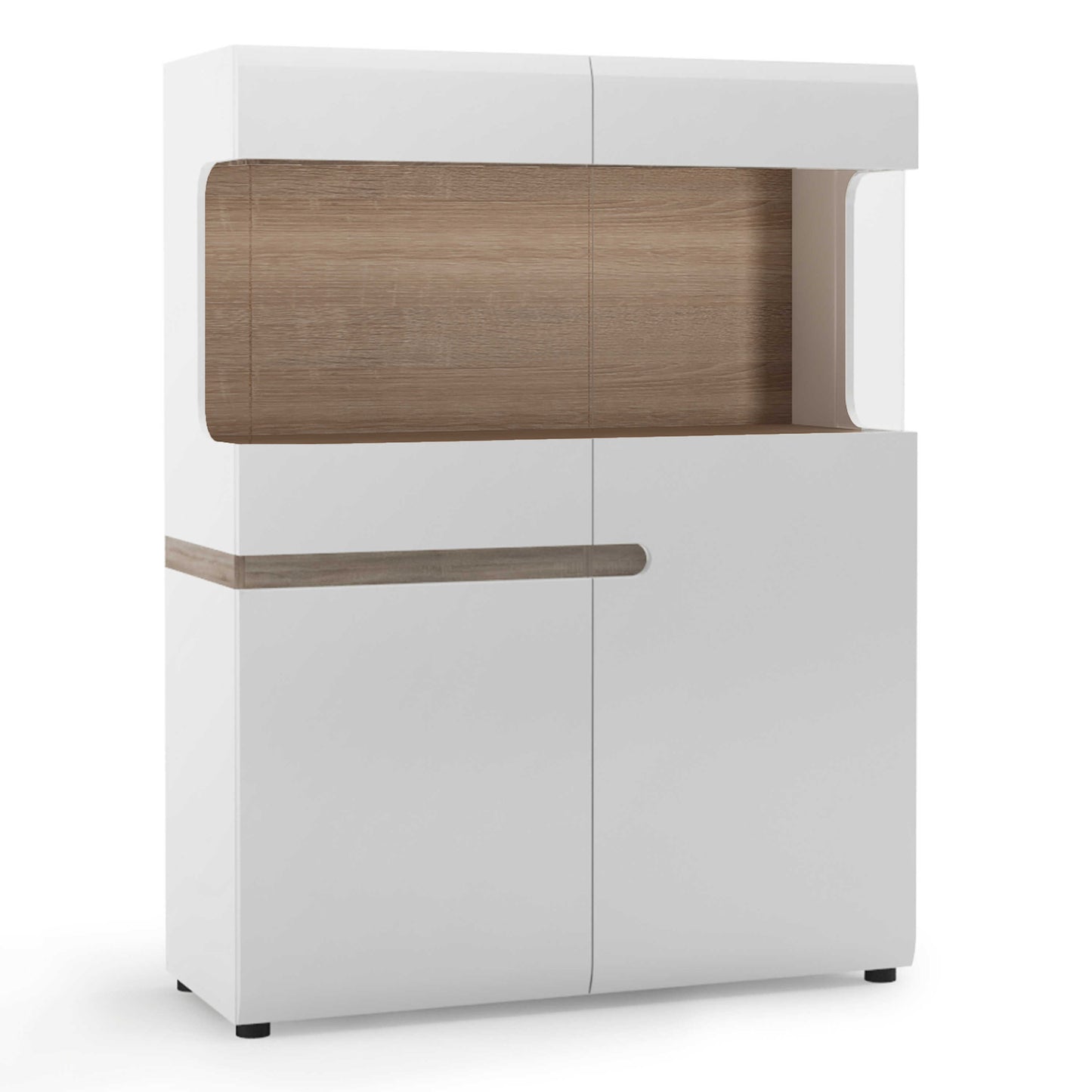 Foxwhisk Low Display Cabinet White and Truffle Oak Wood