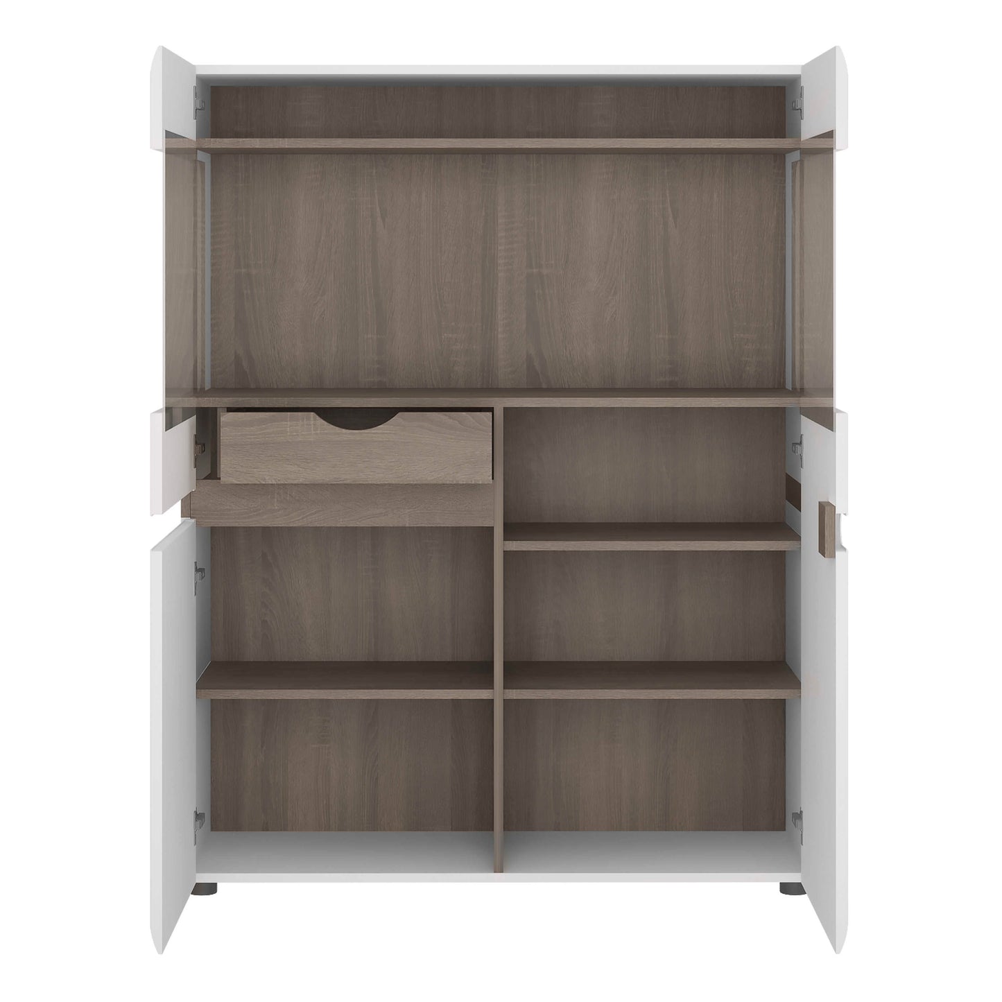 Foxwhisk Low Display Cabinet White and Truffle Oak Wood