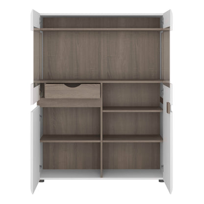 Foxwhisk Low Display Cabinet White and Truffle Oak Wood