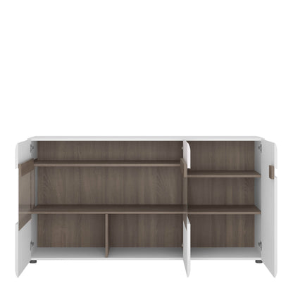 Foxwhisk 3 Door Glazed Sideboard White and Truffle Oak Wood