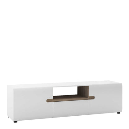 Foxwhisk Wide TV Media Unit White and Truffle Oak Wood