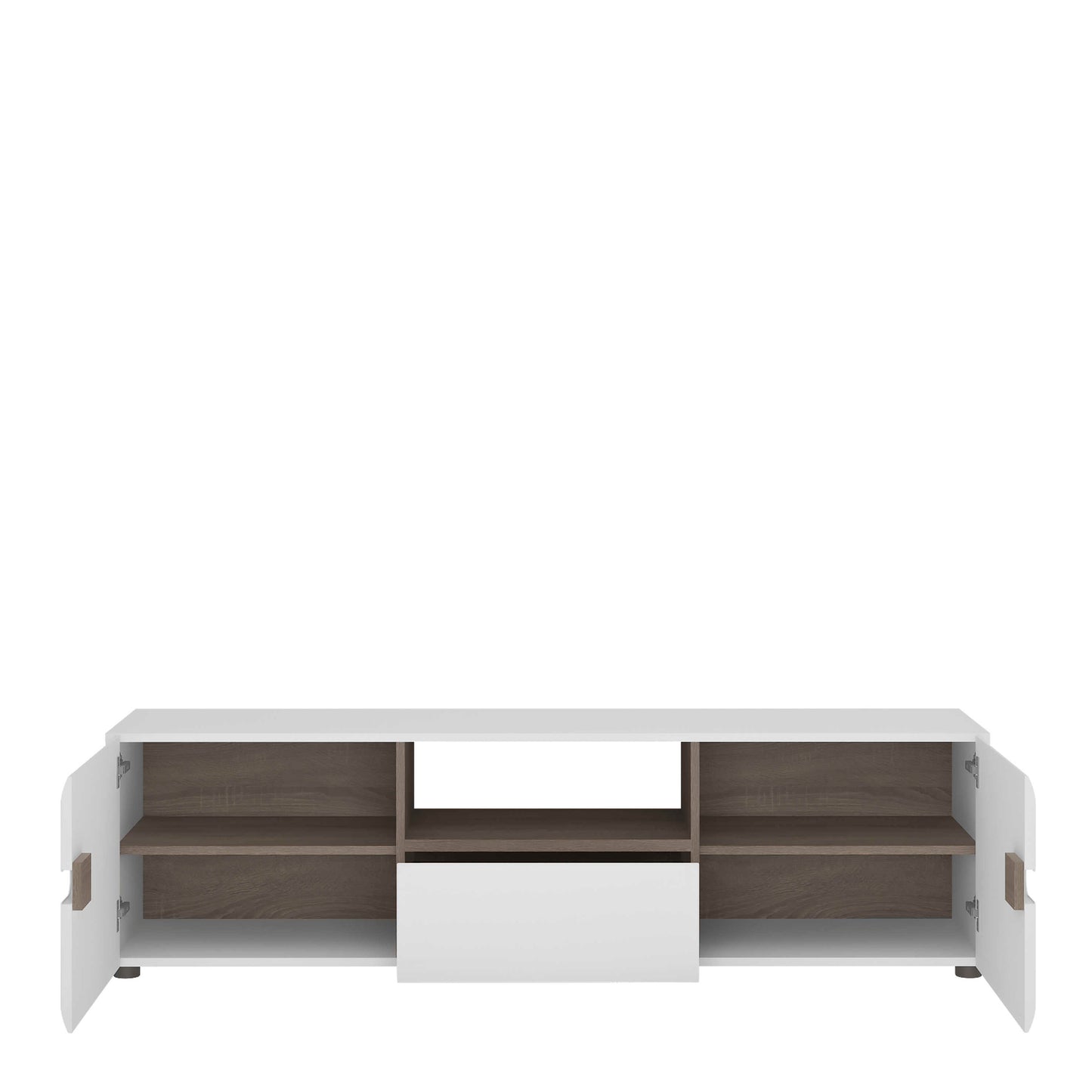 Foxwhisk Wide TV Media Unit White and Truffle Oak Wood