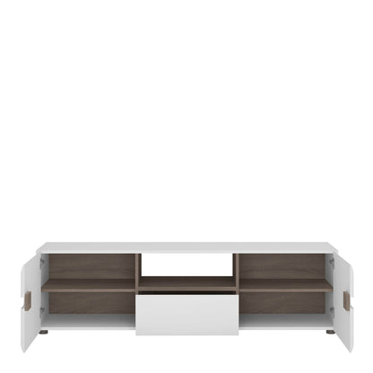 Foxwhisk Wide TV Media Unit White and Truffle Oak Wood