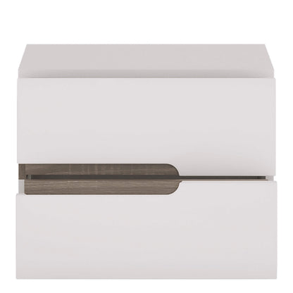 Foxwhisk White and Truffle Oak Wood 2 Drawer Bedside Table