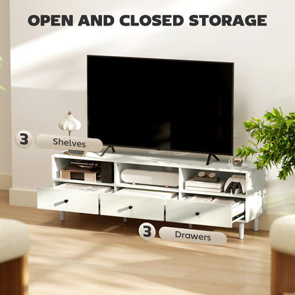 Kedito Cream White Multi Storage TV Stand 3 Drawers and Open Compartments
