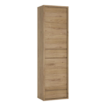 Athens Natural Oak Wood Effect 2 Door 2 Drawer Tall Narrow Storage Cabinet