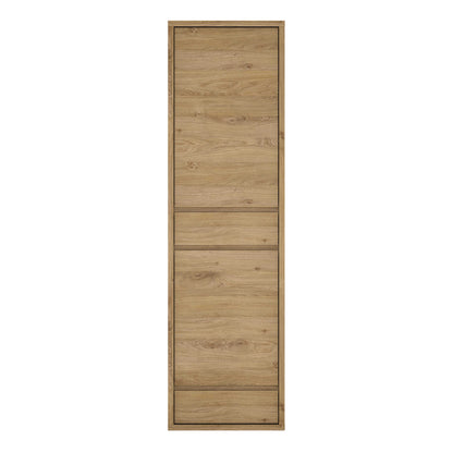 Athens Natural Oak Wood Effect 2 Door 2 Drawer Tall Narrow Storage Cabinet