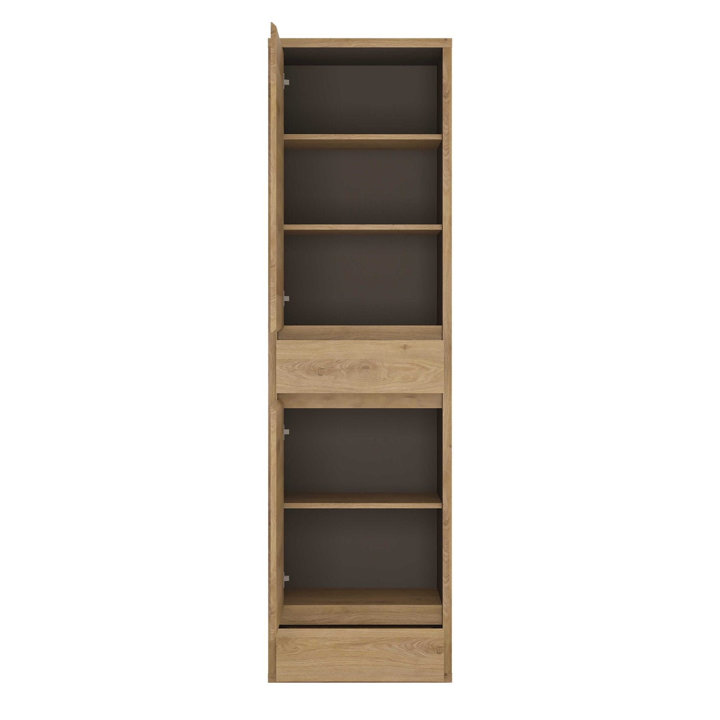 Athens Natural Oak Wood Effect 2 Door 2 Drawer Tall Narrow Storage Cabinet