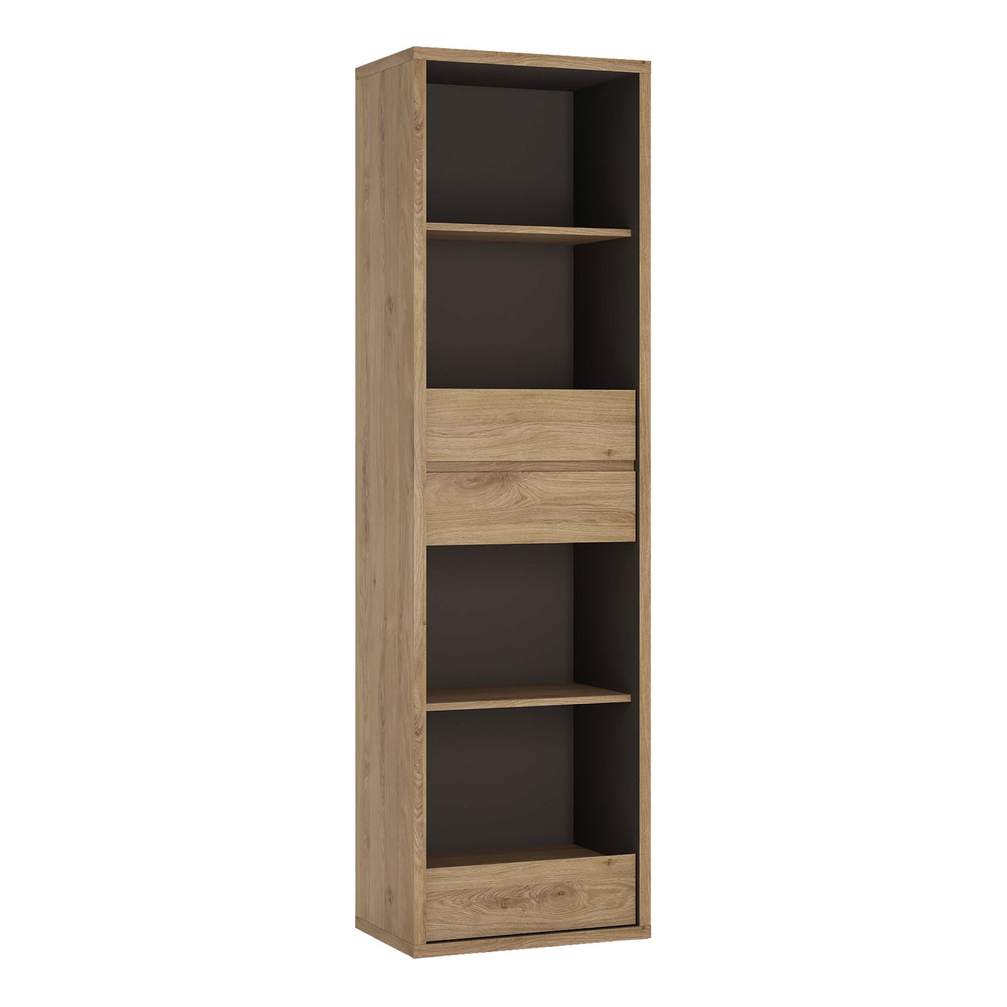 Athens Natural Oak Wood Effect Tall Narrow 3 Drawer Bookcase