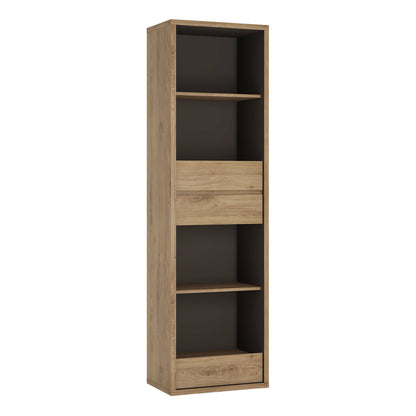 Athens Natural Oak Wood Effect Tall Narrow 3 Drawer Bookcase