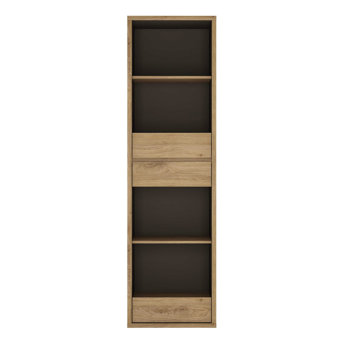 Athens Natural Oak Wood Effect Tall Narrow 3 Drawer Bookcase