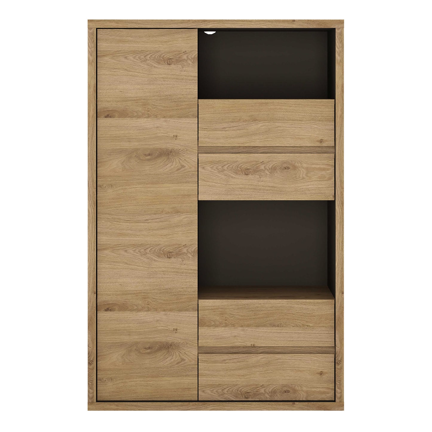 Athens Natural Oak Wood Effect 1 Door 4 Drawer Display Cabinet
