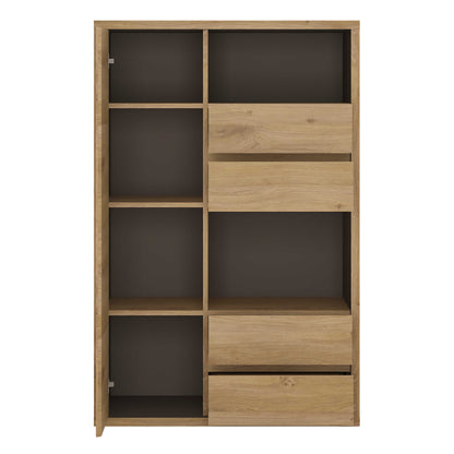 Athens Natural Oak Wood Effect 1 Door 4 Drawer Display Cabinet