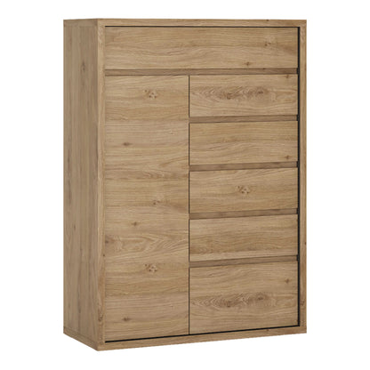 Athens Natural Oak Wood Effect 1 Door 6 Drawer Storage Chest