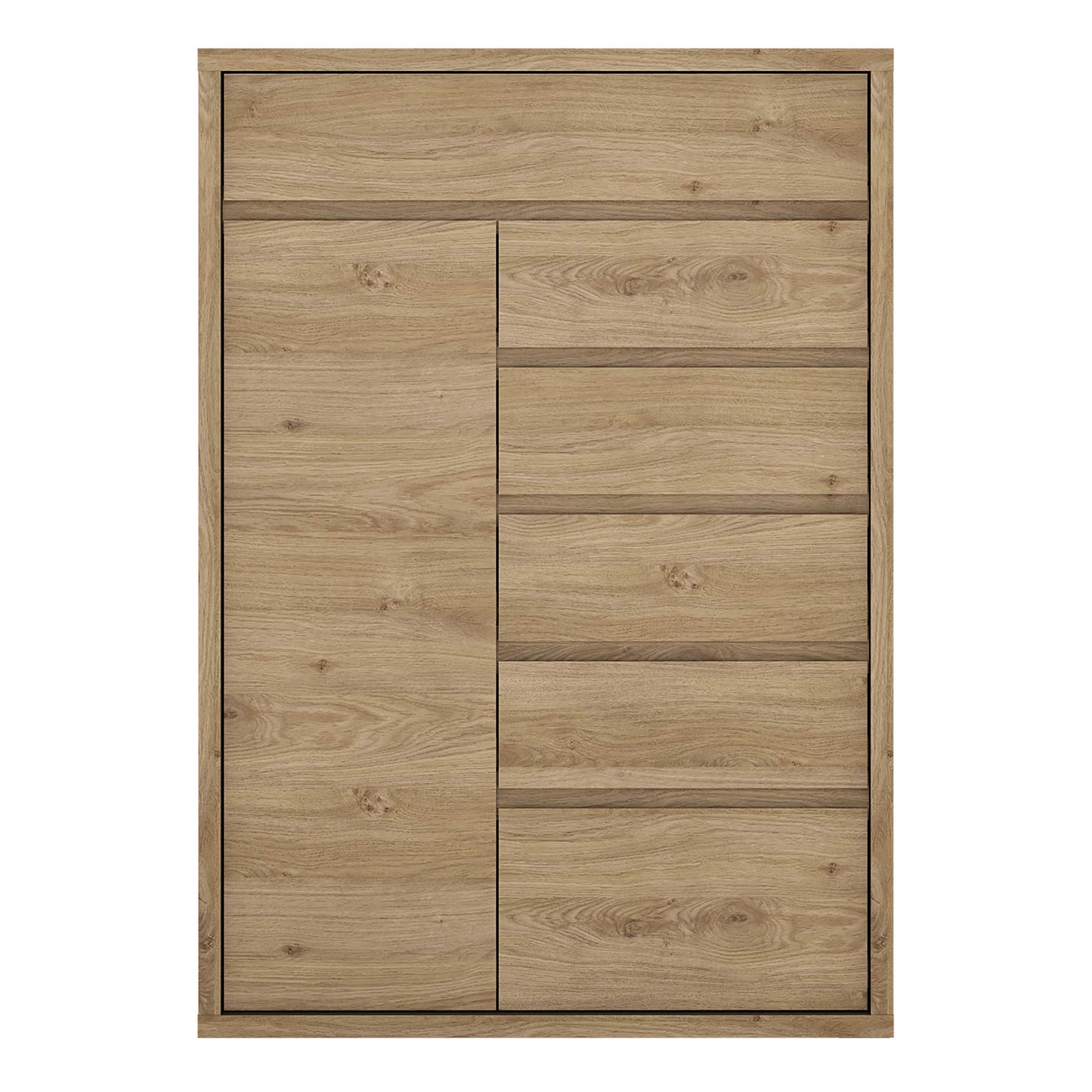 Athens Natural Oak Wood Effect 1 Door 6 Drawer Storage Chest