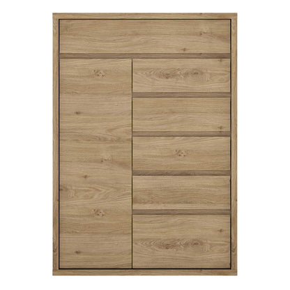 Athens Natural Oak Wood Effect 1 Door 6 Drawer Storage Chest