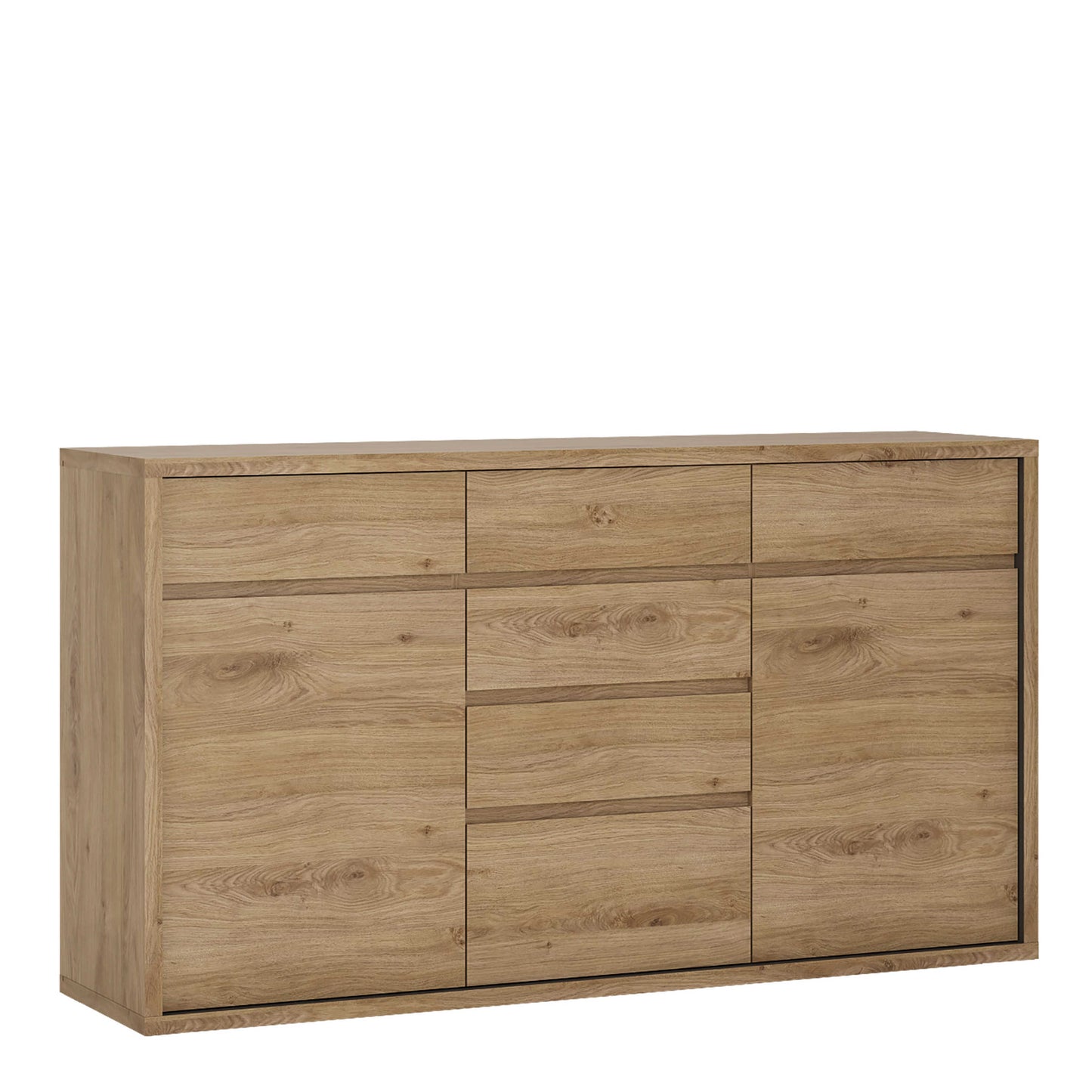 Athens Natural Oak Wood Effect 6 Drawer Storage Chest 2 Doors