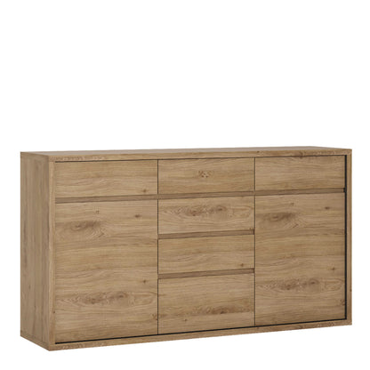 Athens Natural Oak Wood Effect 6 Drawer Storage Chest 2 Doors