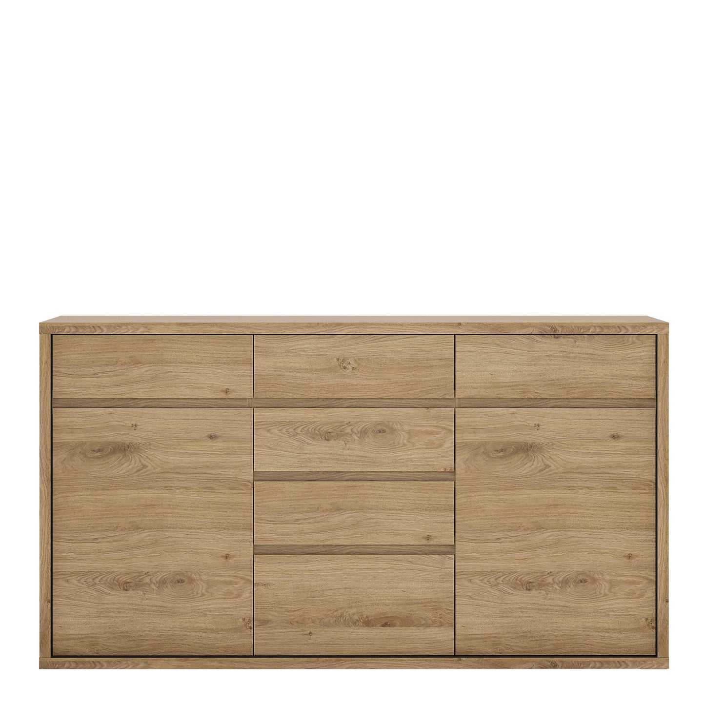 Athens Natural Oak Wood Effect 6 Drawer Storage Chest 2 Doors