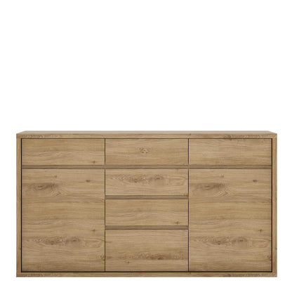 Athens Natural Oak Wood Effect 6 Drawer Storage Chest 2 Doors