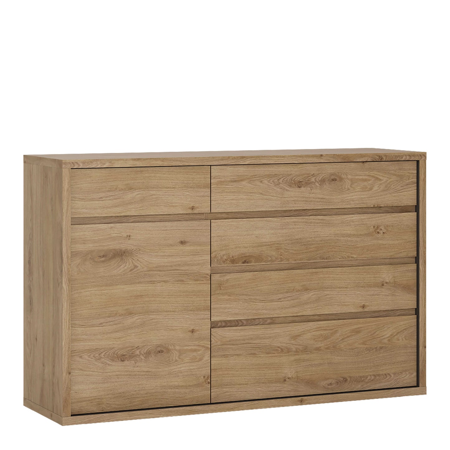 Athens Natural Oak Wood Effect 1 Door 5 Drawer Storage Chest